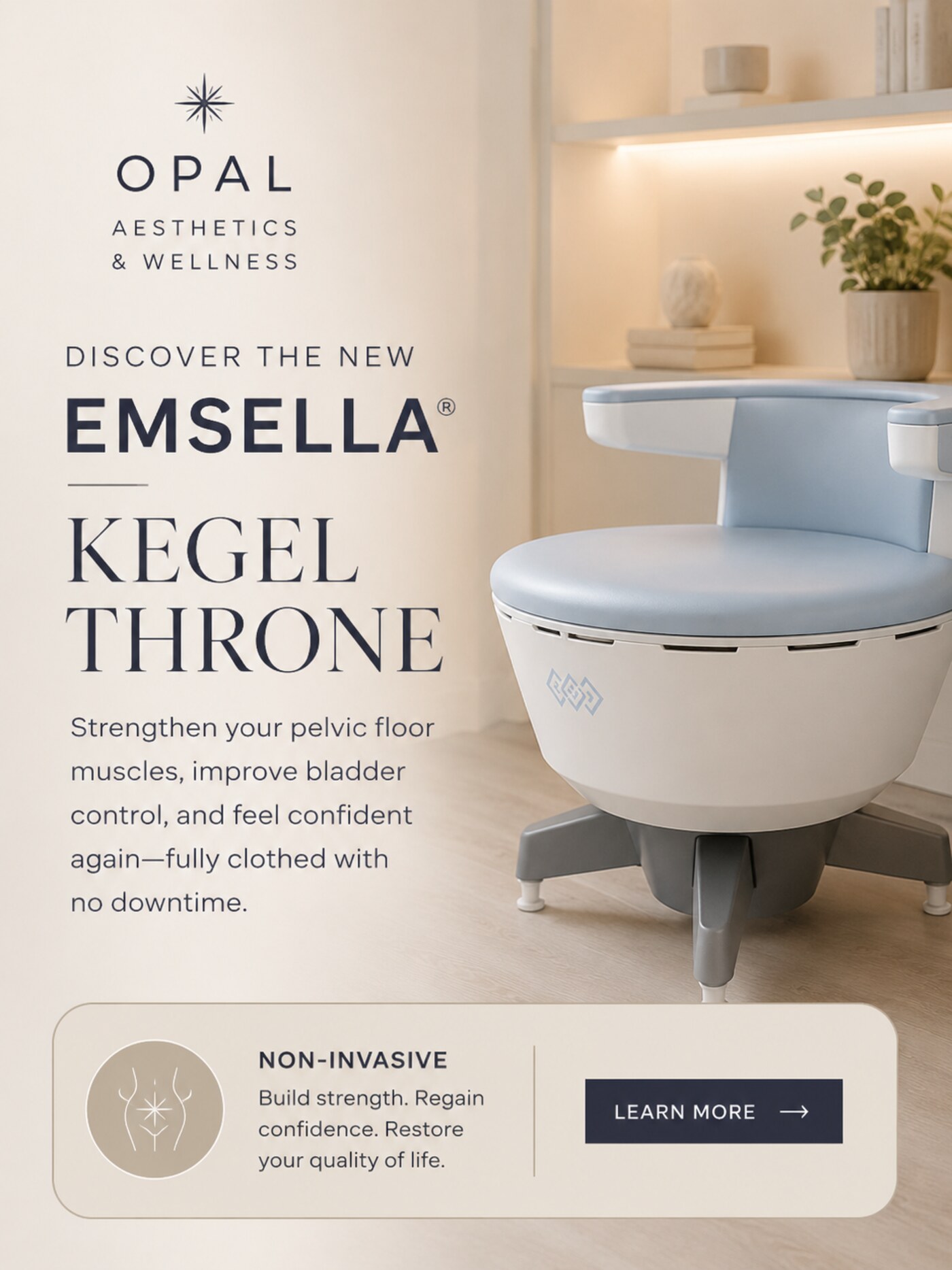 Discover the New Emsella Kegel Throne at Opal Aesthetics & Wellness