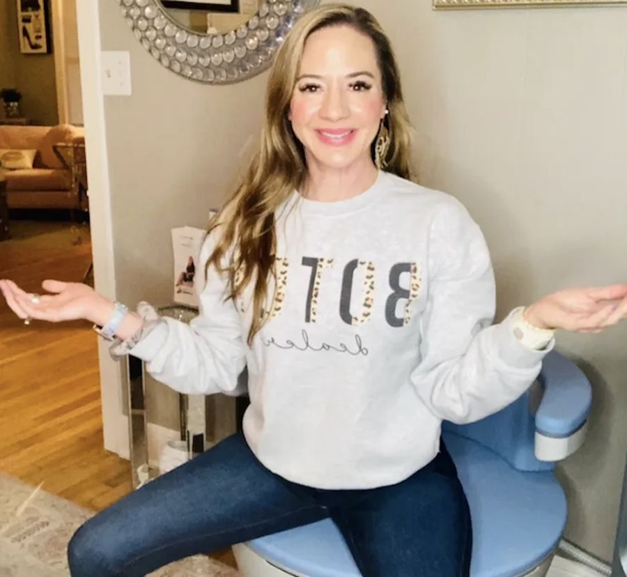 Priscilla having fun at Opal Aesthetics & Wellness in Dripping Springs, Texas