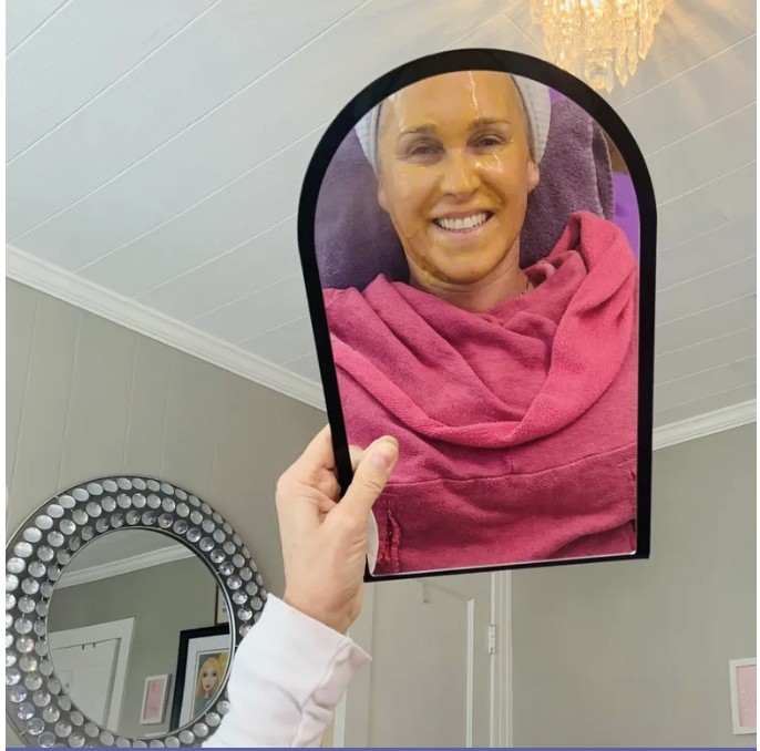 Priscilla during a Geneo Glo2 facial treatment at Opal Aesthetics & Wellness