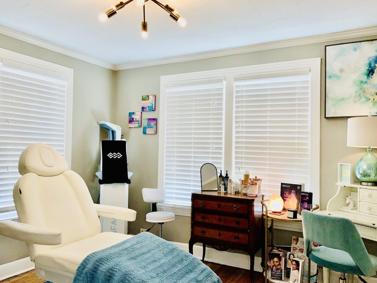 Treatment room with Emface device at Opal Aesthetics & Wellness in Dripping Springs